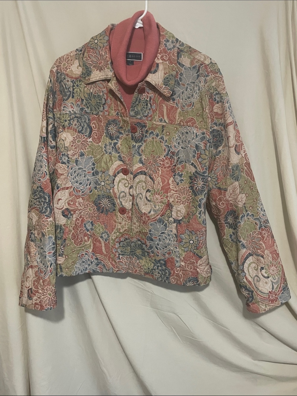 Floral Quilted Jacket in a Multi-Color Vintage Look AND Matching Sweater.